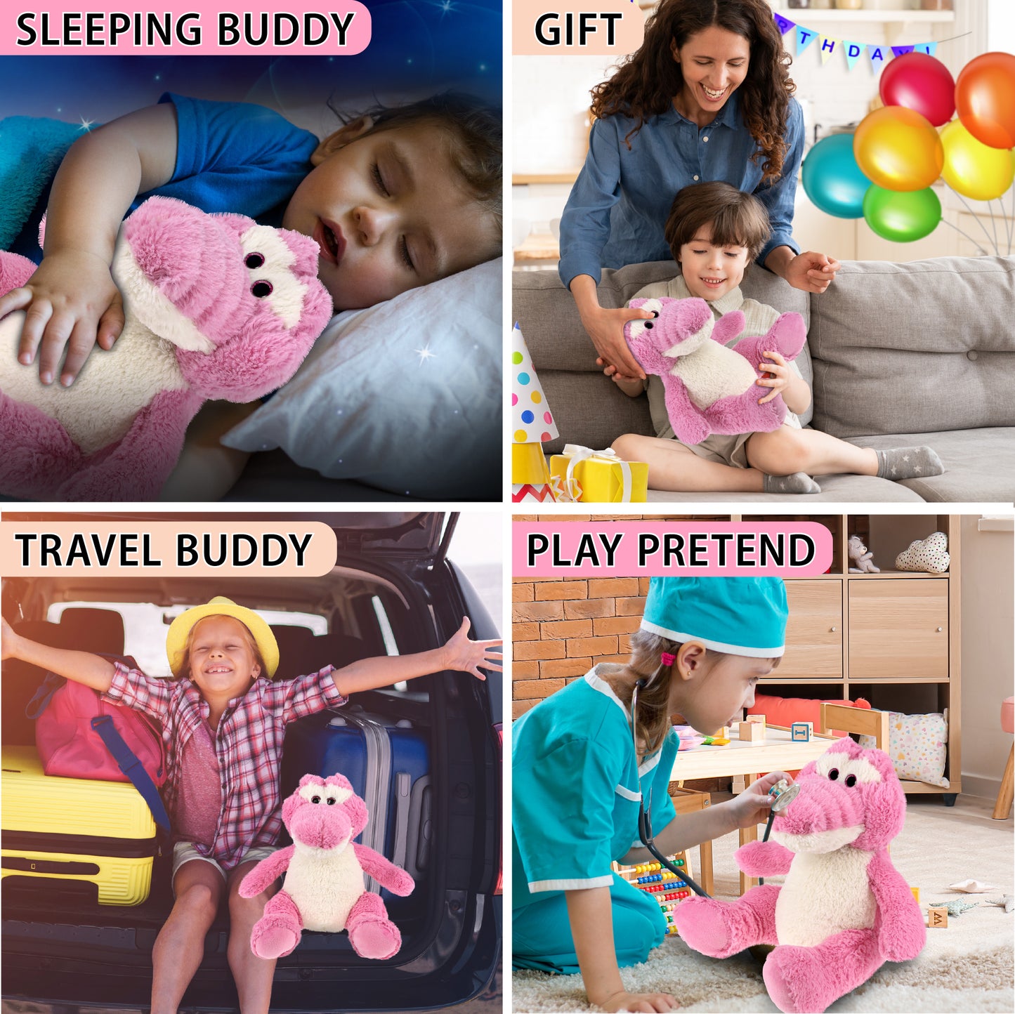 SUPER-SOFT PLUSH - SITTING PINK ALLIGATOR