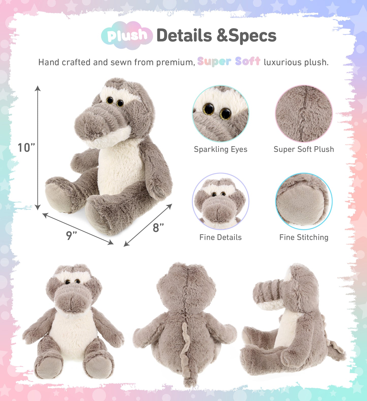 SUPER-SOFT PLUSH - SITTING GREY ALLIGATOR