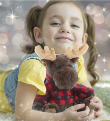SUPER SOFT PLUSH WITH RED PLAID HOODIE - MOOSE