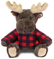 SUPER SOFT PLUSH WITH RED PLAID HOODIE - MOOSE