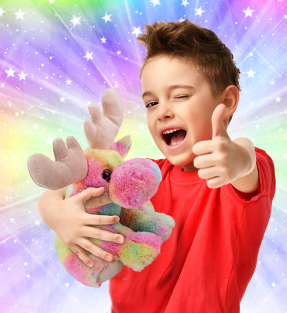 SUPER-SOFT PLUSH - RAINBOW FLOPPY MOOSE 9"