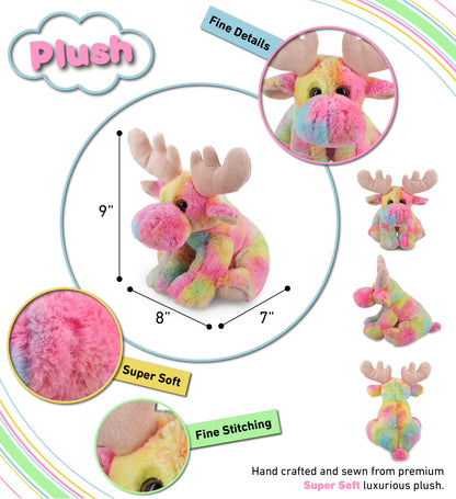 SUPER-SOFT PLUSH - RAINBOW FLOPPY MOOSE 9"