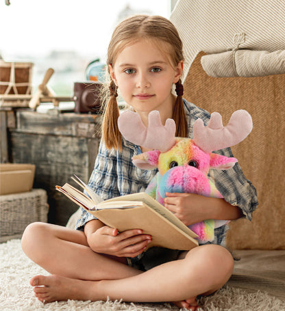 SUPER-SOFT PLUSH - RAINBOW FLOPPY MOOSE 9"