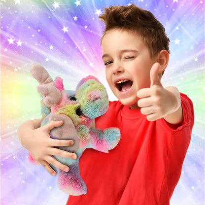 SUPER-SOFT PLUSH - RAINBOW LYING MOOSE 9.5"
