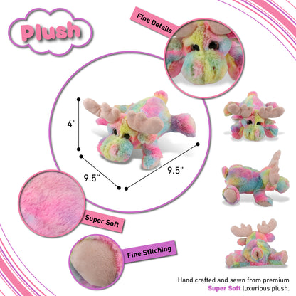SUPER-SOFT PLUSH - RAINBOW LYING MOOSE 9.5"