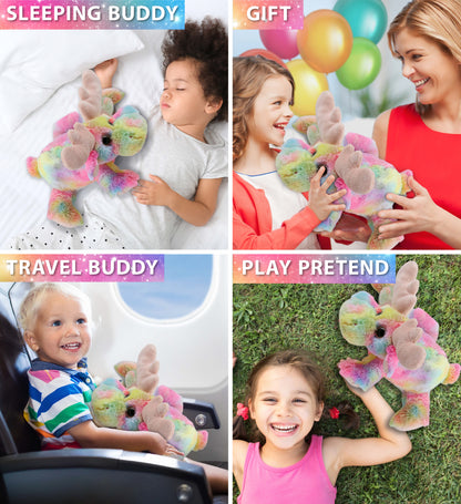 SUPER-SOFT PLUSH - RAINBOW LYING MOOSE 9.5"