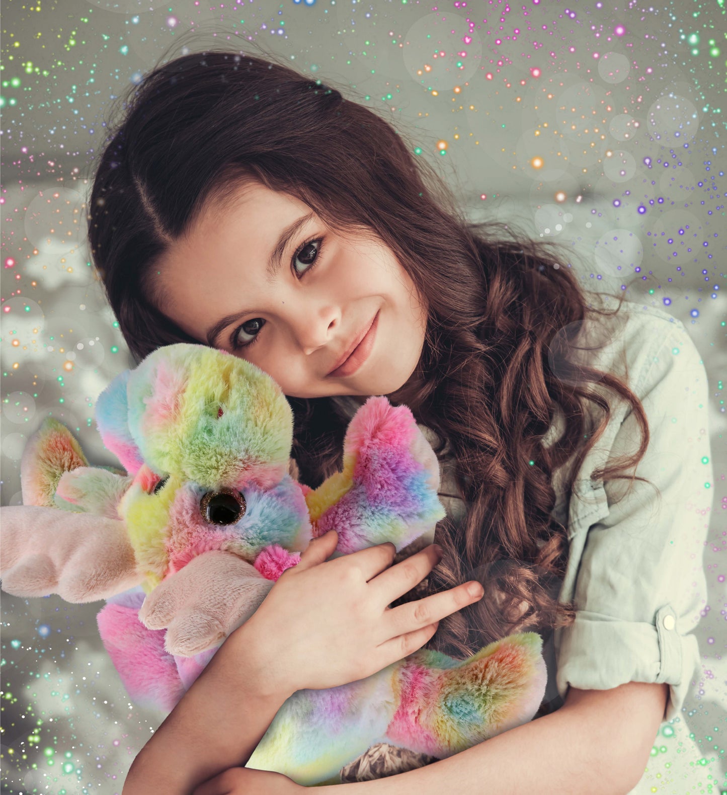 SUPER-SOFT PLUSH - RAINBOW LYING MOOSE 9.5"