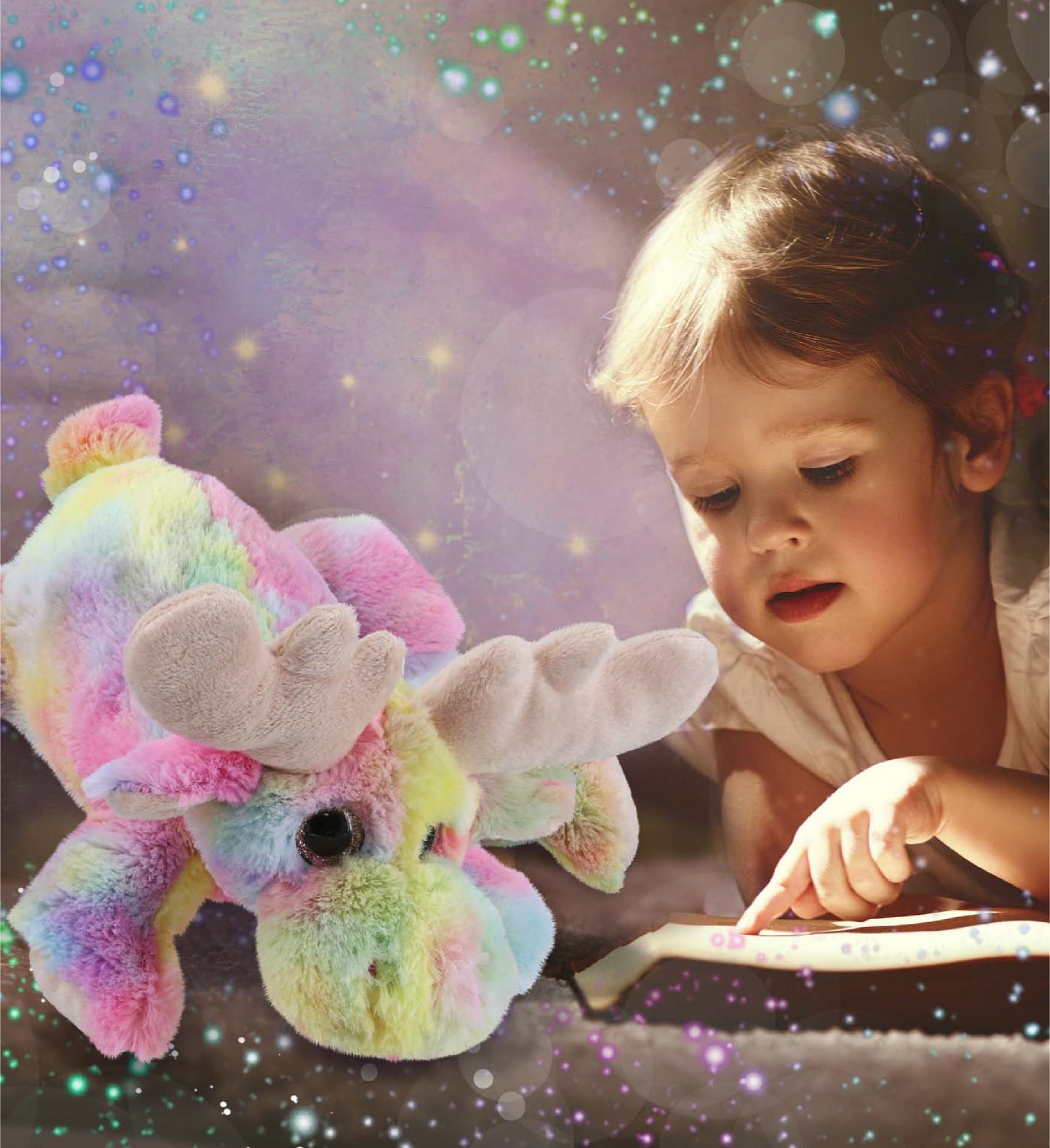 SUPER-SOFT PLUSH - RAINBOW LYING MOOSE 9.5"