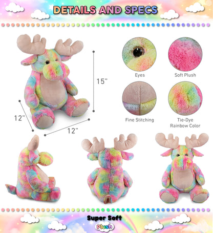 SUPER-SOFT PLUSH - RAINBOW MOOSE XL 15"