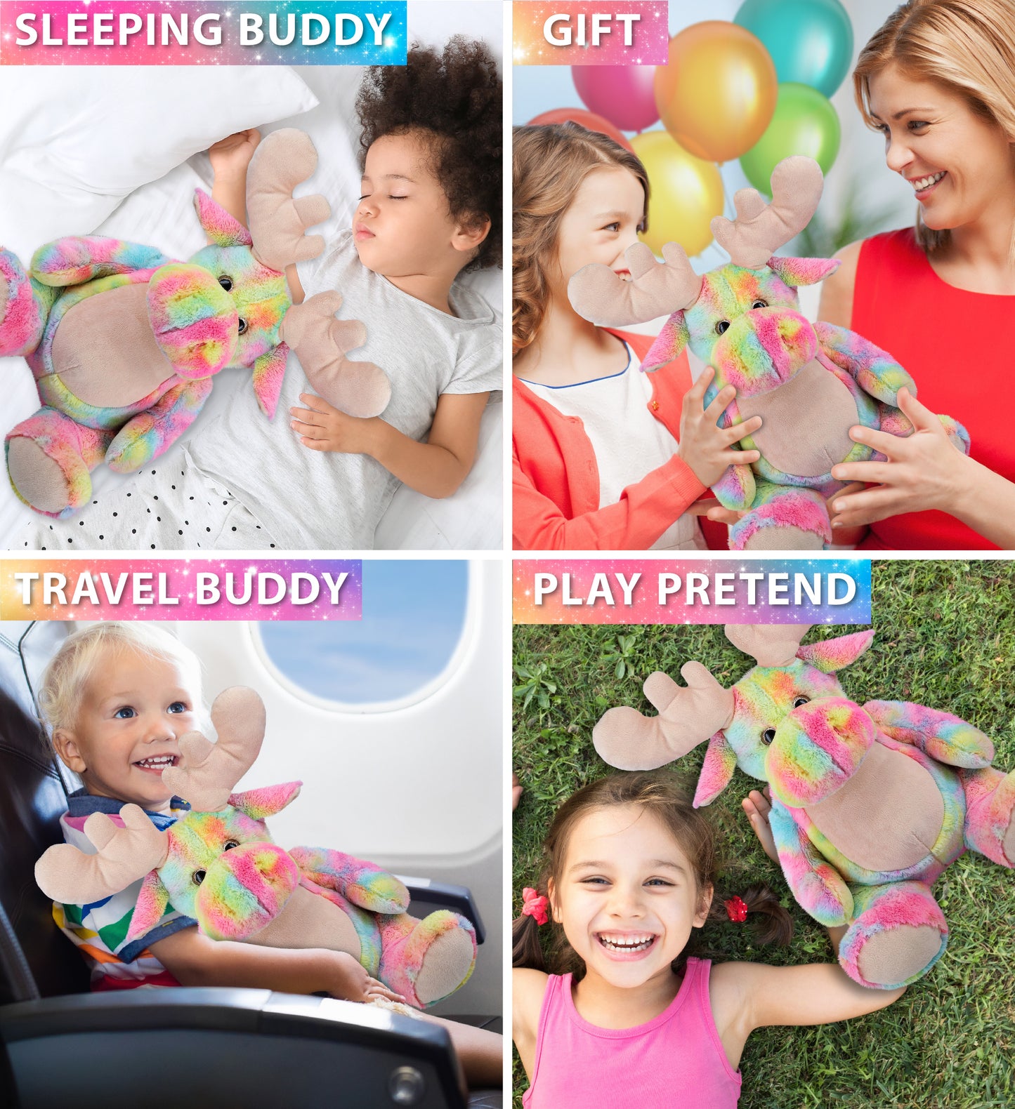 SUPER-SOFT PLUSH - RAINBOW MOOSE XL 15"