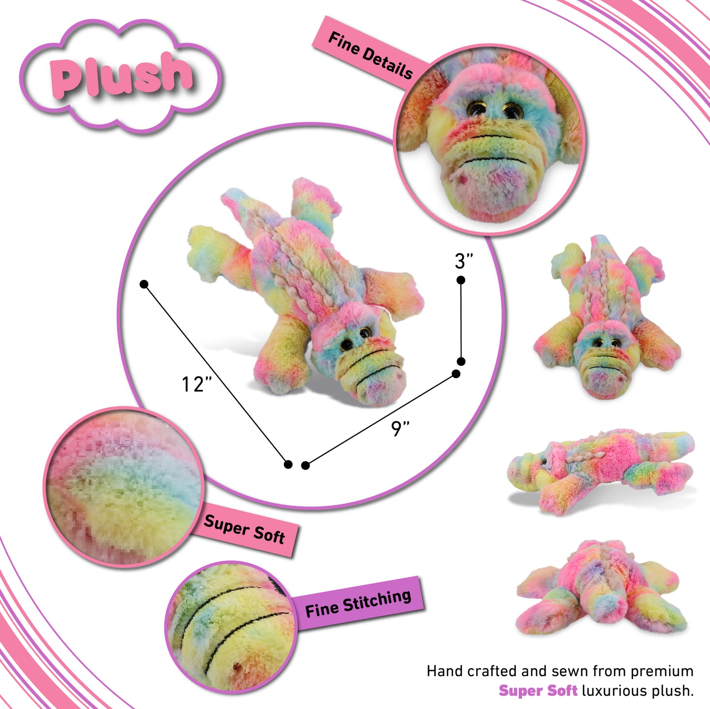 SUPER-SOFT PLUSH - RAINBOW ALLIGATOR SMALL 12"