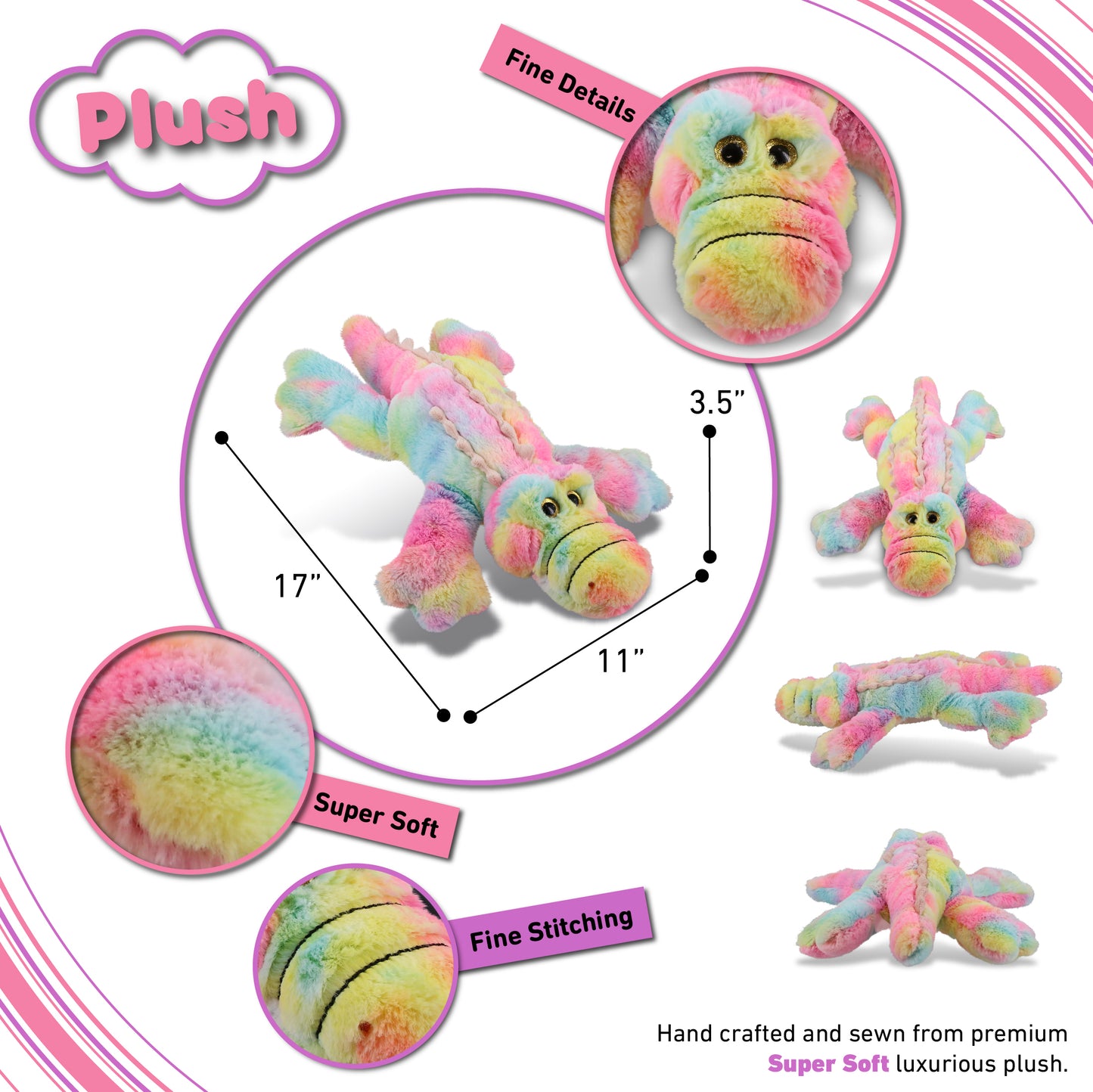 SUPER-SOFT PLUSH - RAINBOW ALLIGATOR LARGE 17"