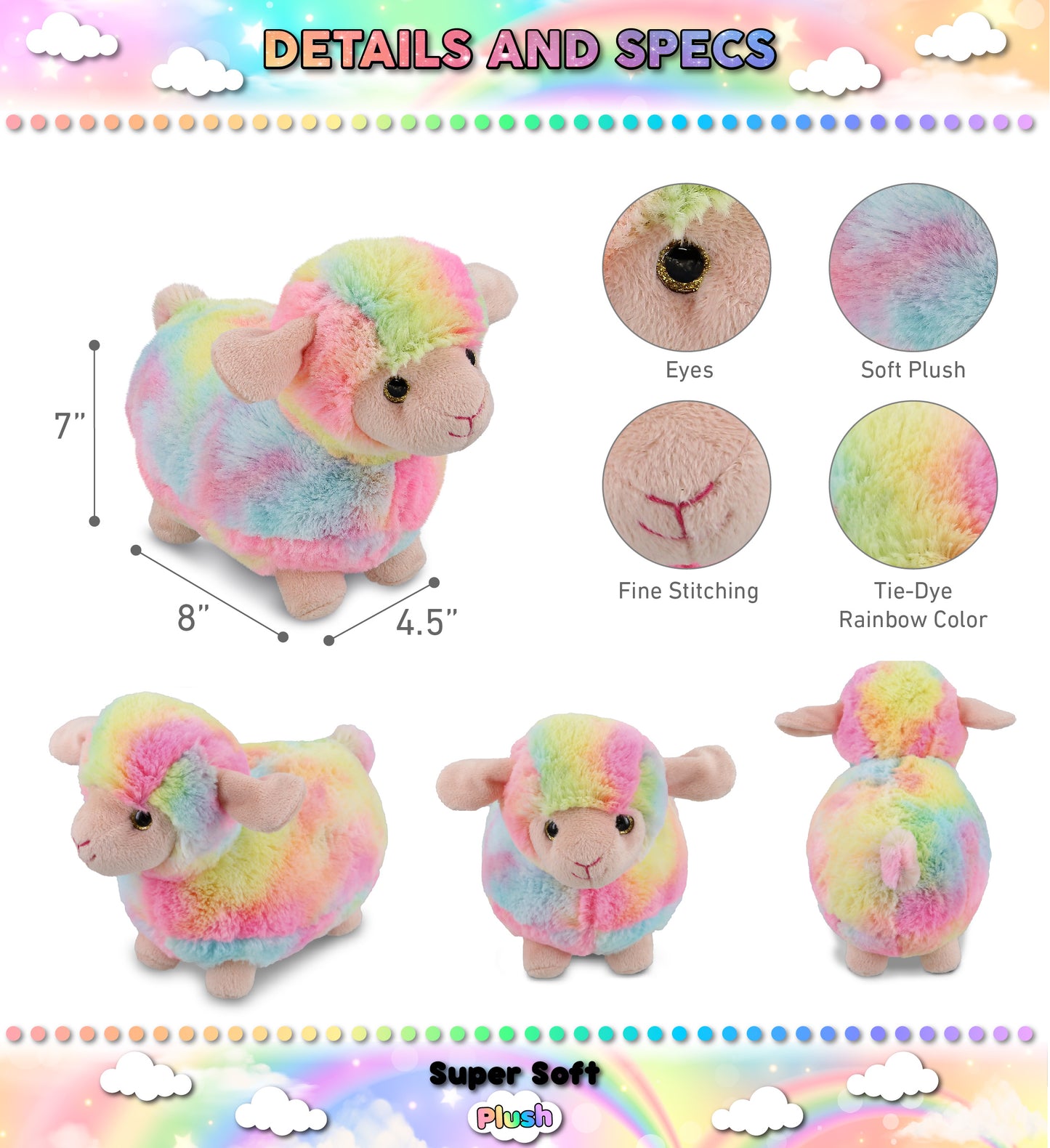 SUPER-SOFT PLUSH - RAINBOW SHEEP 7"