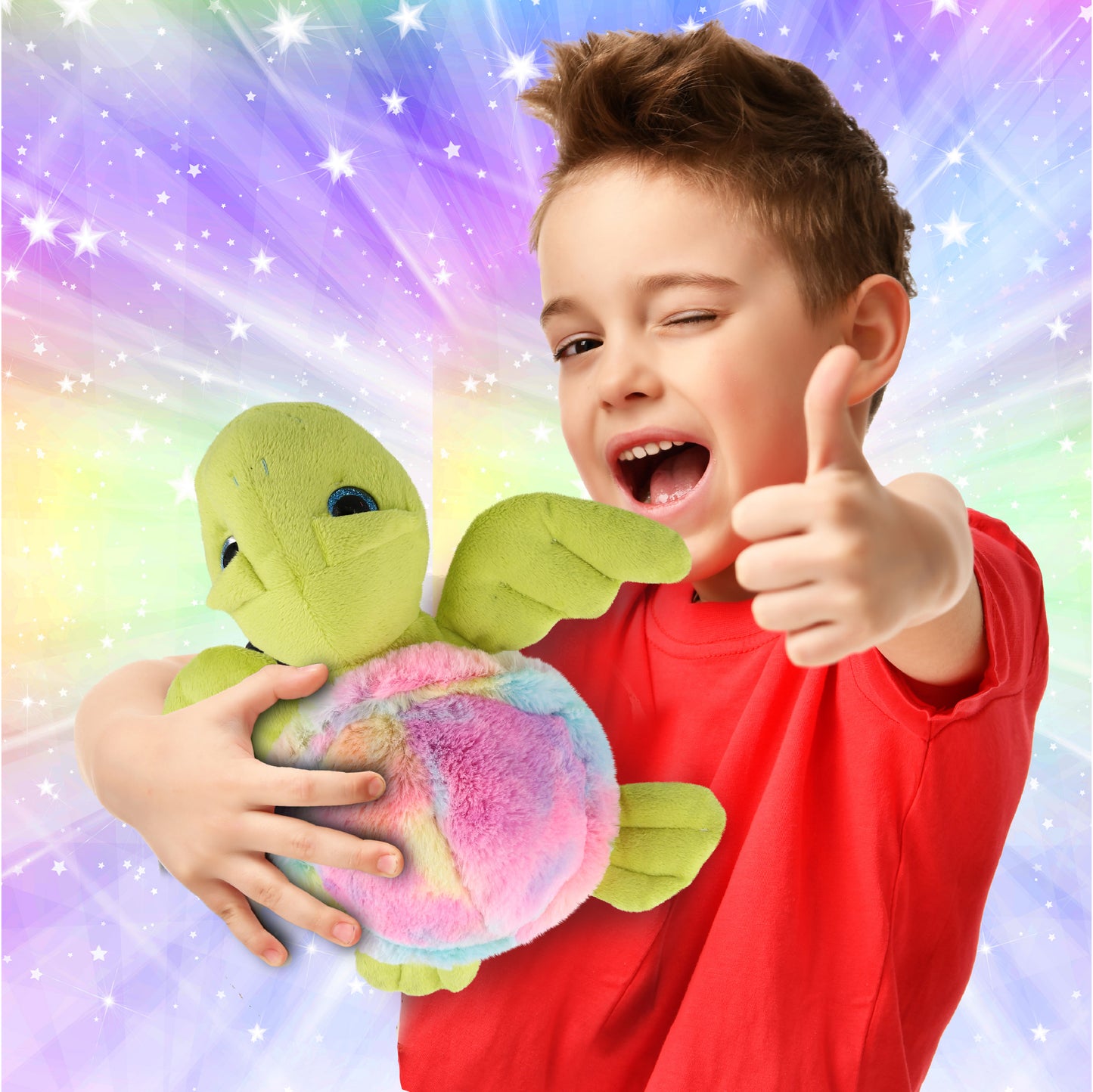 SUPER-SOFT PLUSH - RAINBOW GREEN SEA TURTLE 10"