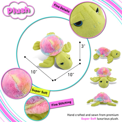 SUPER-SOFT PLUSH - RAINBOW GREEN SEA TURTLE 10"