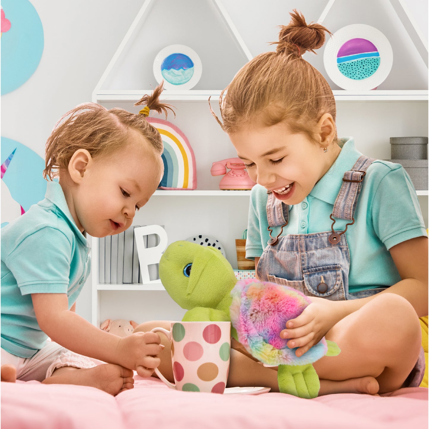 SUPER-SOFT PLUSH - RAINBOW GREEN SEA TURTLE 10"