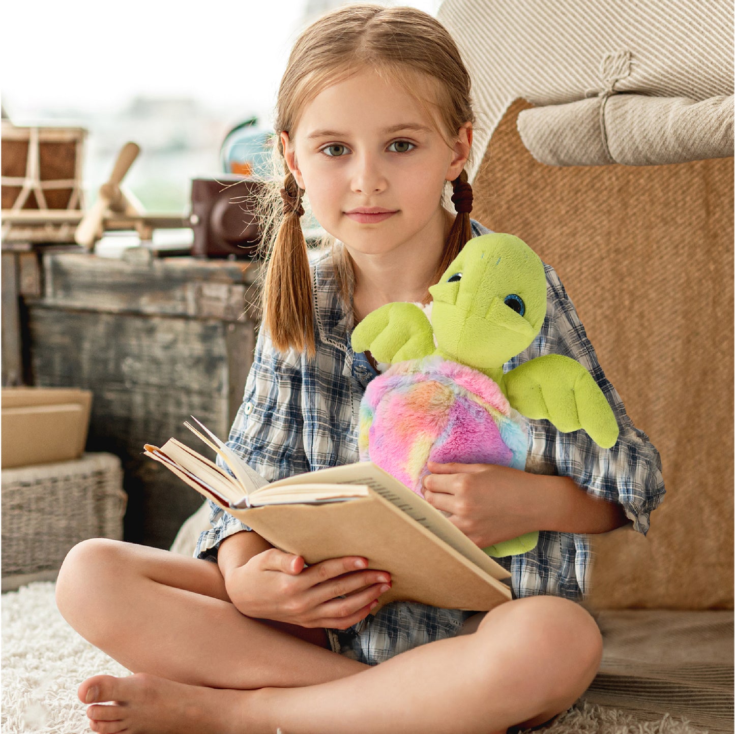 SUPER-SOFT PLUSH - RAINBOW GREEN SEA TURTLE 10"