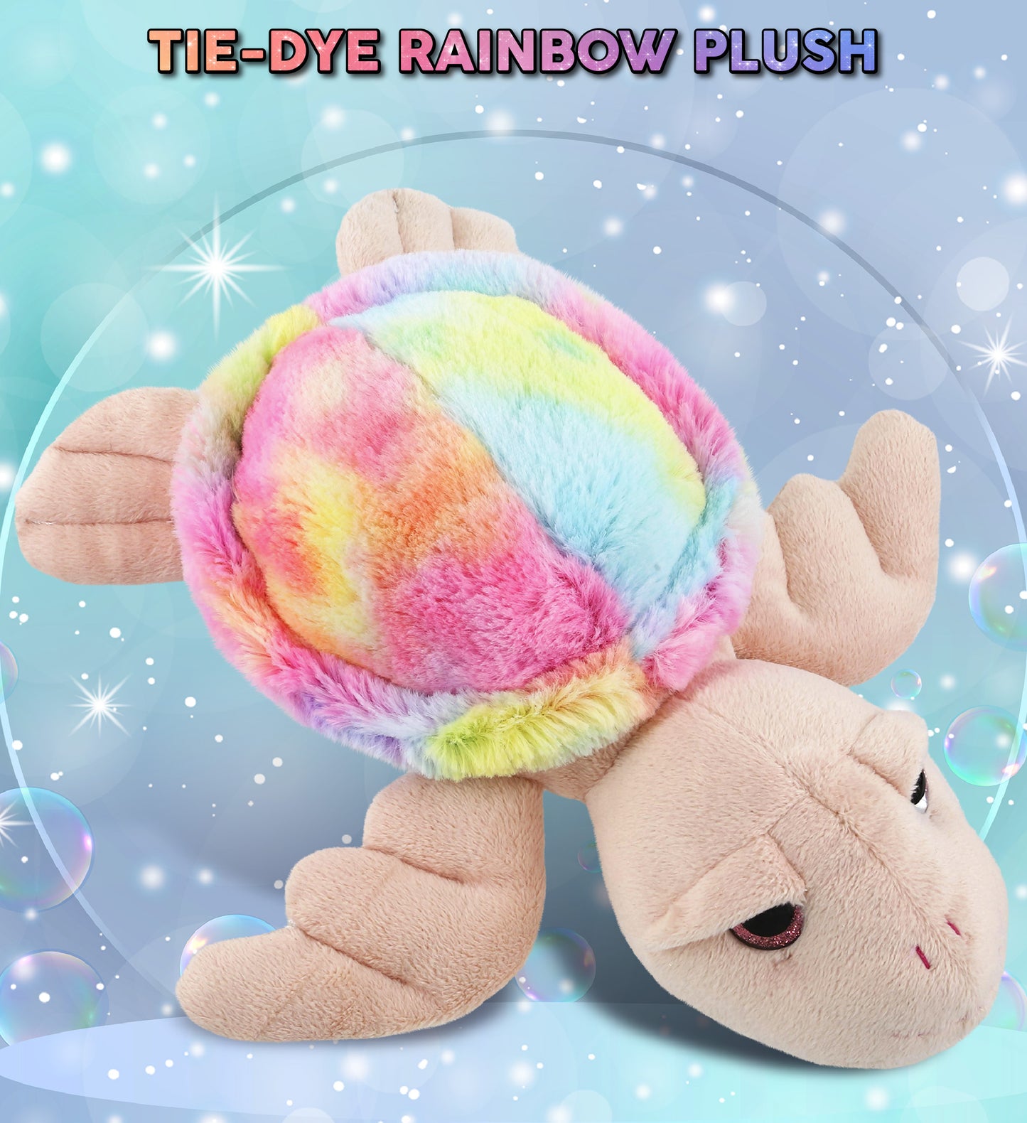 SUPER-SOFT PLUSH - RAINBOW PINK SEA TURTLE 10"