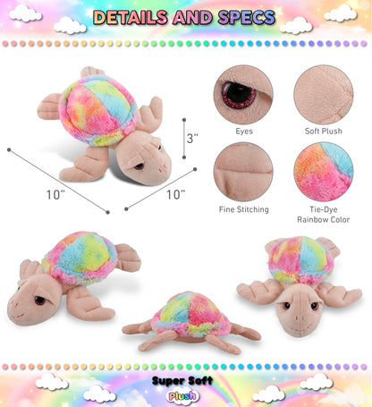 SUPER-SOFT PLUSH - RAINBOW PINK SEA TURTLE 10"