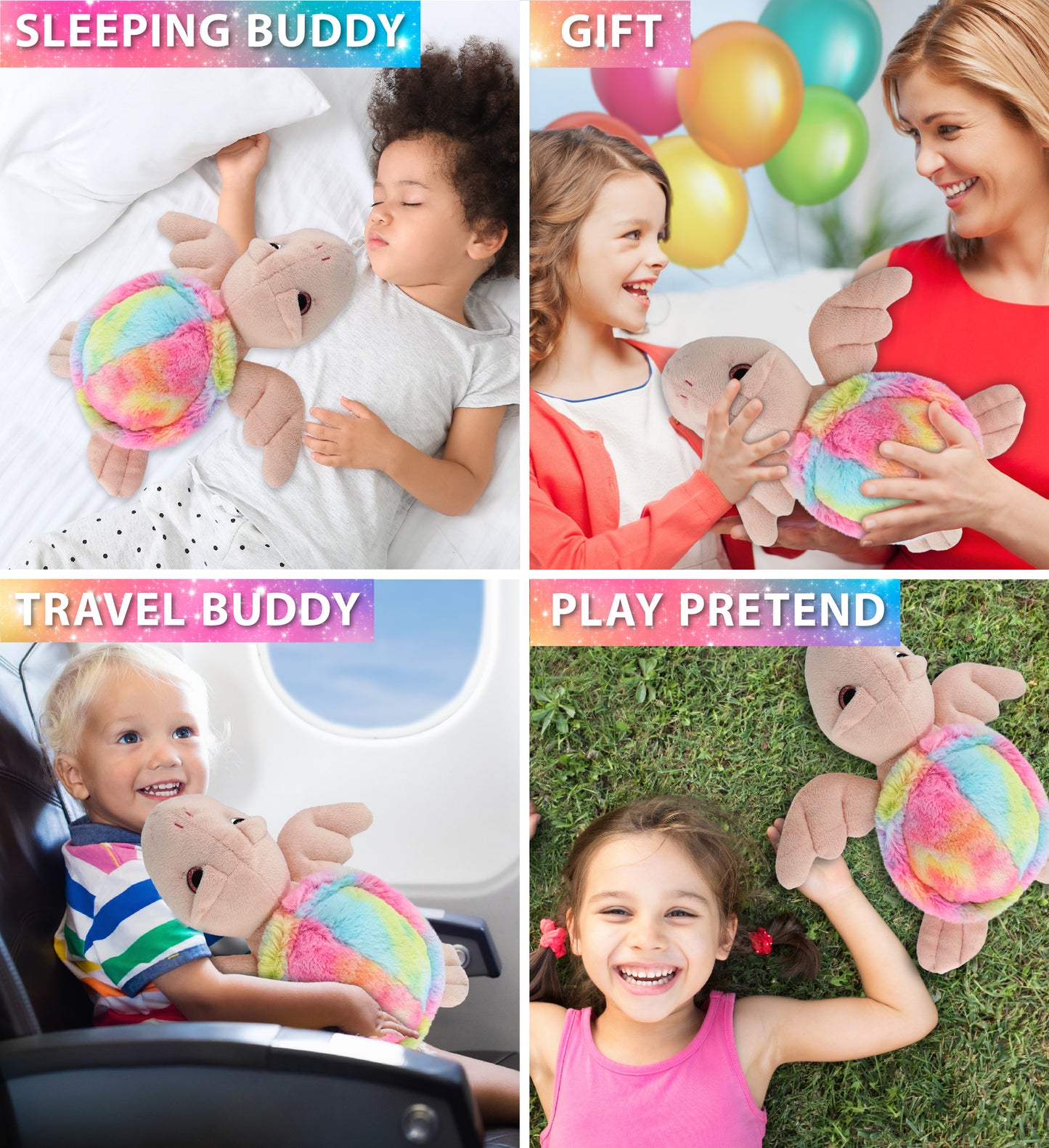 SUPER-SOFT PLUSH - RAINBOW PINK SEA TURTLE 10"