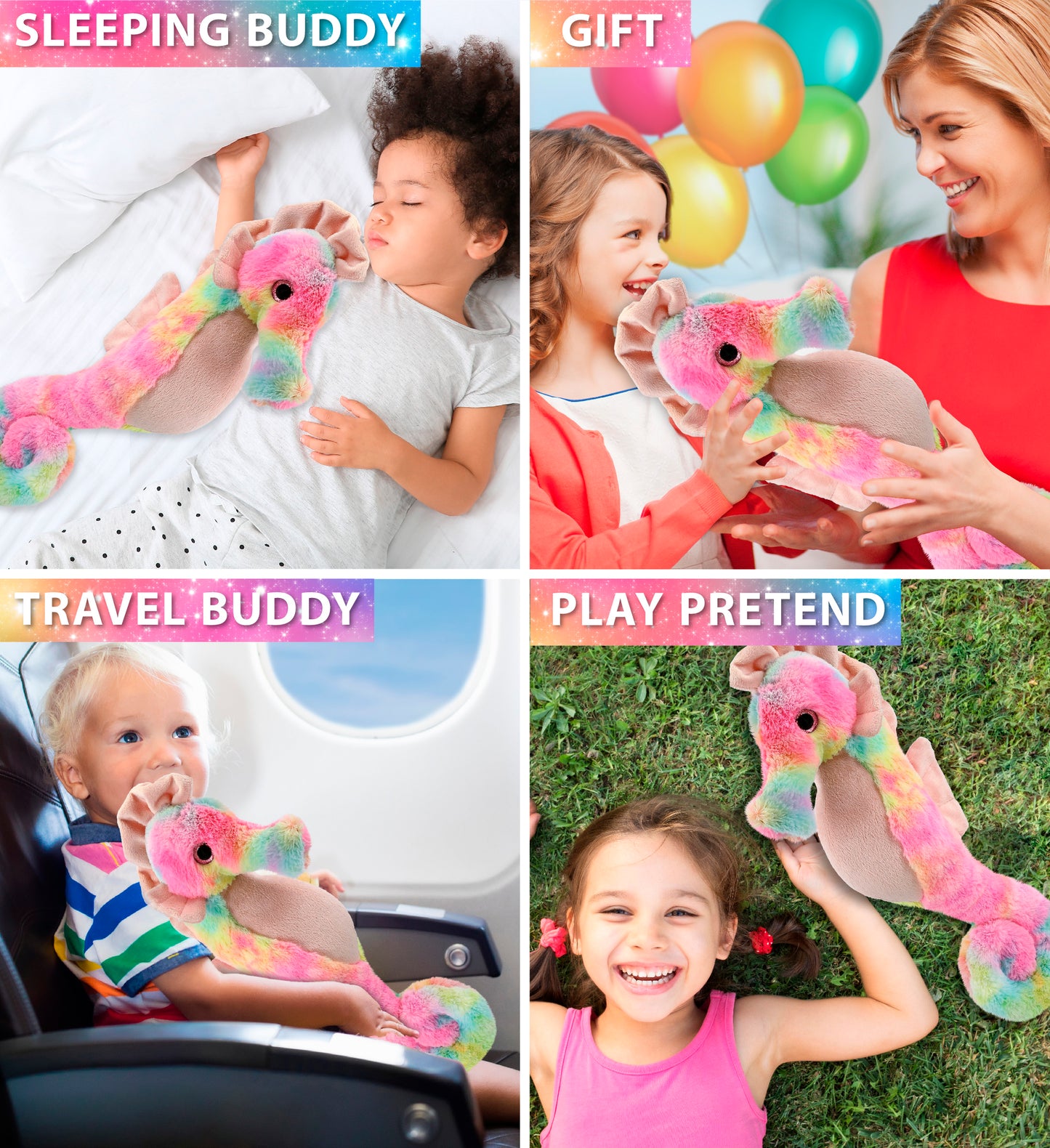 SUPER-SOFT PLUSH - RAINBOW SEAHORSE 15"