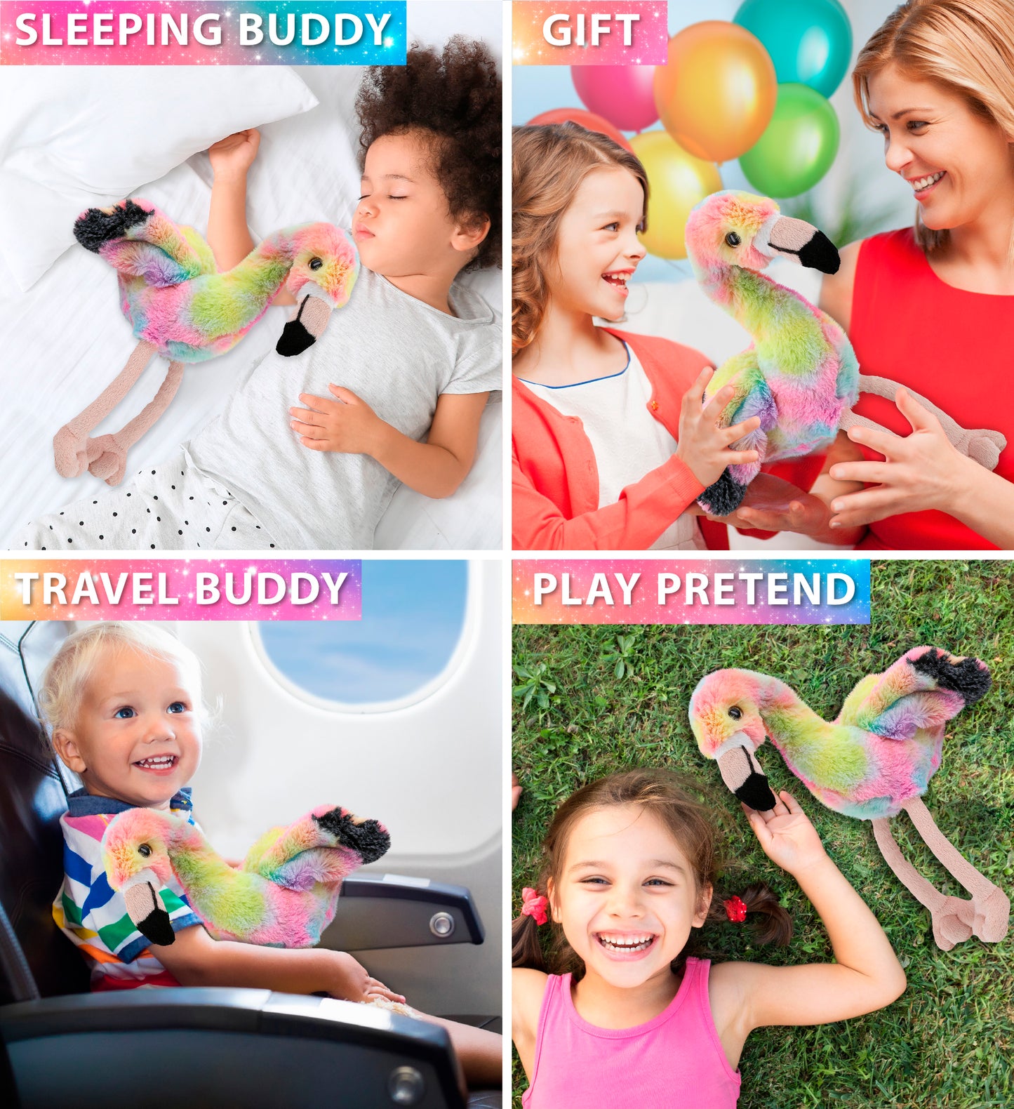 SUPER-SOFT PLUSH - RAINBOW FLAMINGO 8"