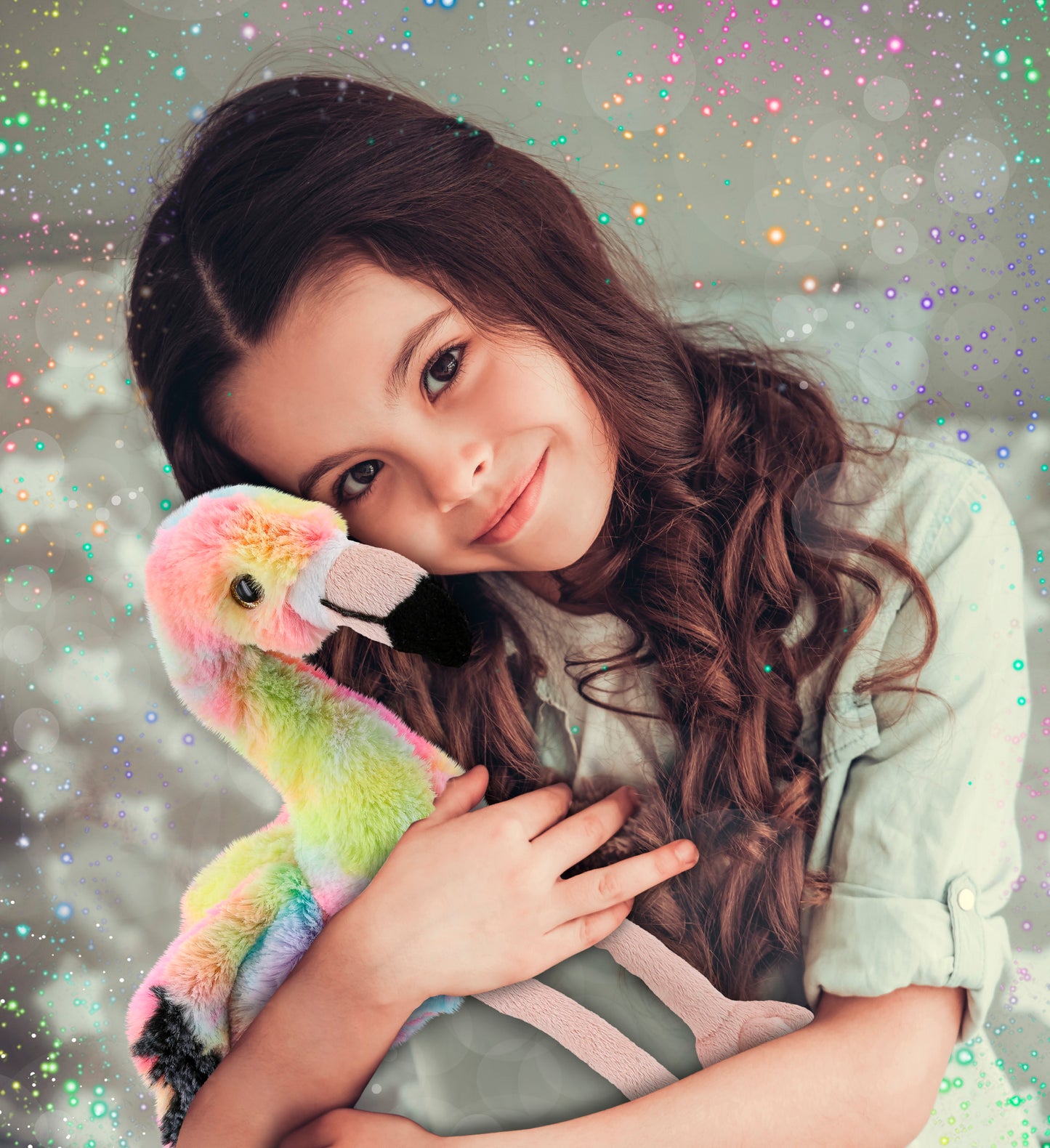 SUPER-SOFT PLUSH - RAINBOW FLAMINGO 8"