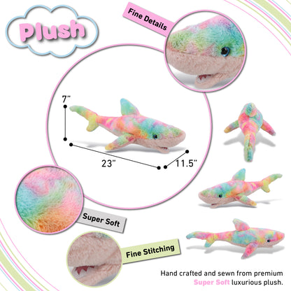 SUPER-SOFT PLUSH - RAINBOW SHARK LARGE 23"