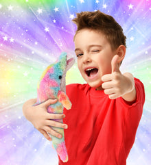 SUPER-SOFT PLUSH - RAINBOW DOLPHIN SMALL 14"
