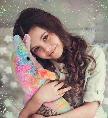 SUPER-SOFT PLUSH - RAINBOW DOLPHIN SMALL 14"
