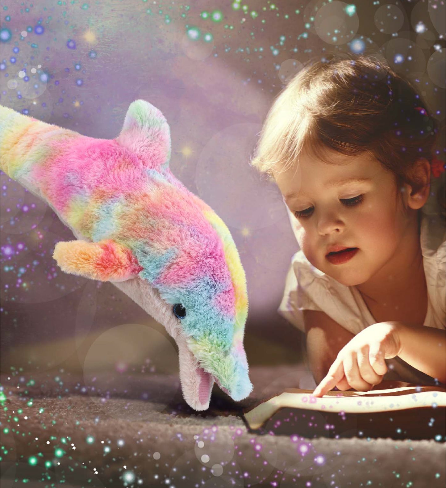 SUPER-SOFT PLUSH - RAINBOW DOLPHIN SMALL 14"