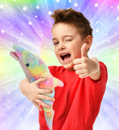 SUPER-SOFT PLUSH - RAINBOW DOLPHIN LARGE 18"