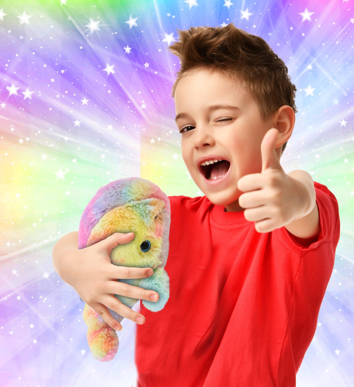 SUPER-SOFT PLUSH - RAINBOW WHALE SMALL 7"