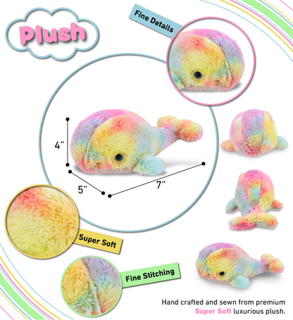 SUPER-SOFT PLUSH - RAINBOW WHALE SMALL 7"