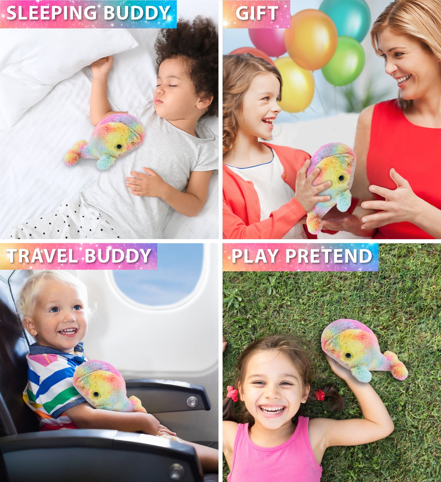 SUPER-SOFT PLUSH - RAINBOW WHALE SMALL 7"