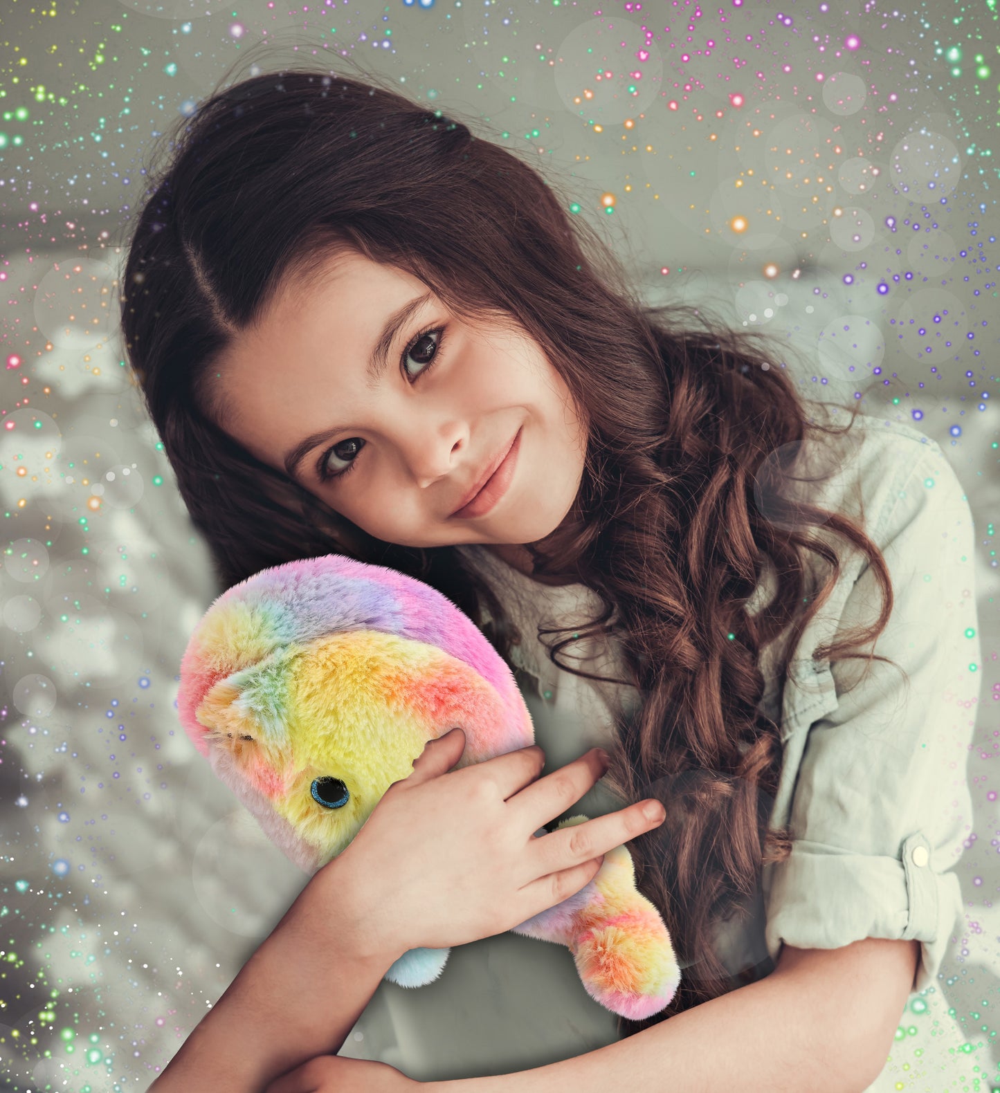 SUPER-SOFT PLUSH - RAINBOW WHALE SMALL 7"