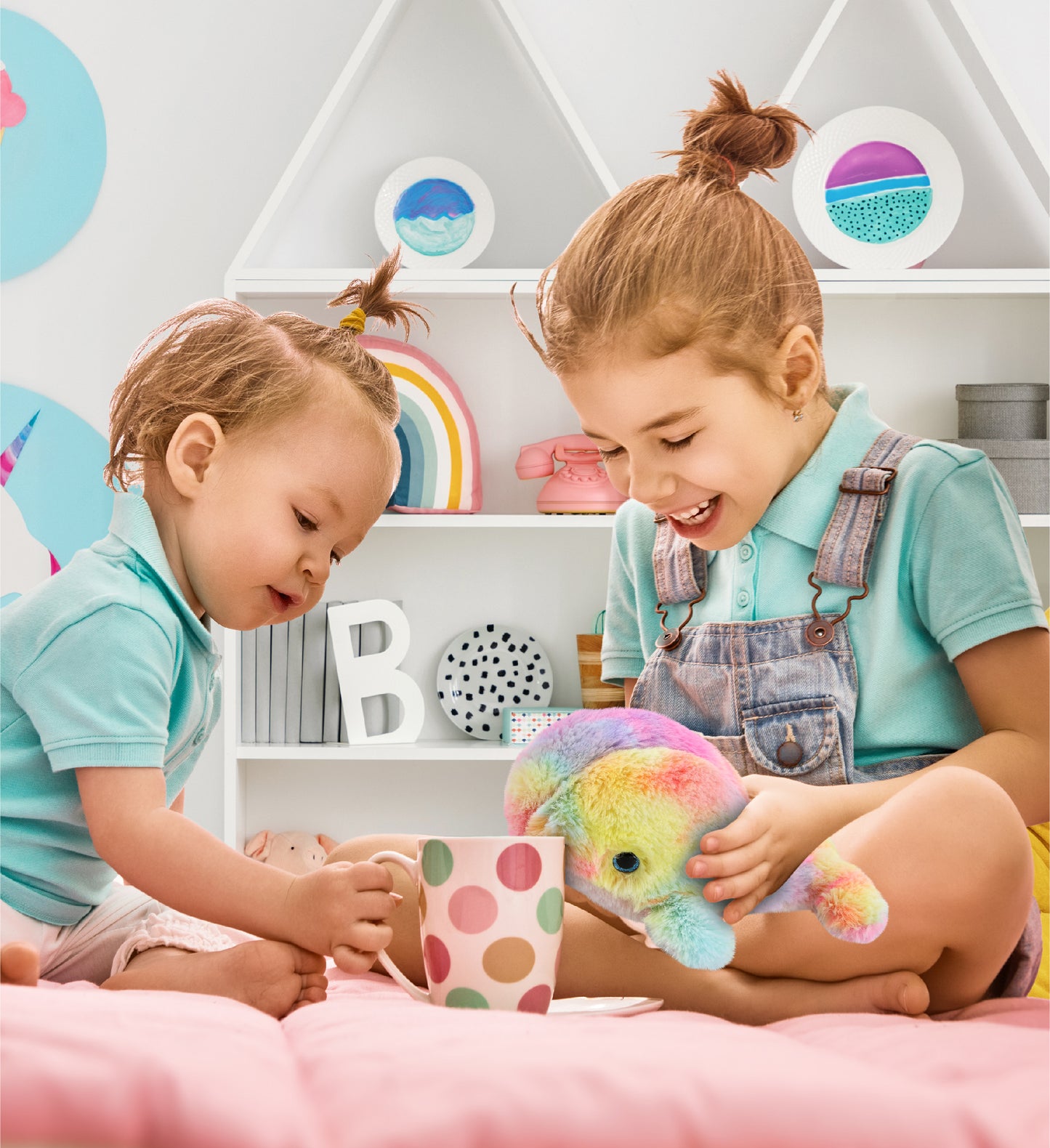 SUPER-SOFT PLUSH - RAINBOW WHALE SMALL 7"
