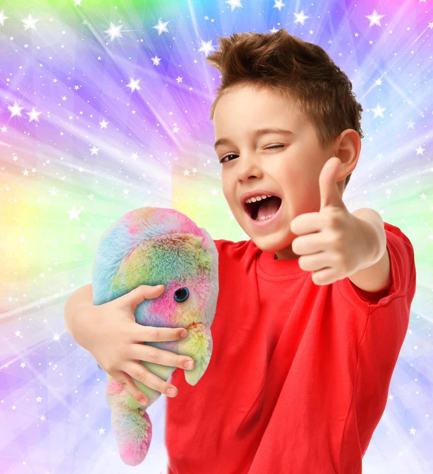 SUPER-SOFT PLUSH - RAINBOW WHALE LARGE 9"
