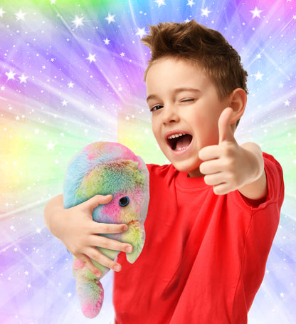 SUPER-SOFT PLUSH - RAINBOW WHALE LARGE 9"