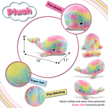 SUPER-SOFT PLUSH - RAINBOW WHALE XL 15"