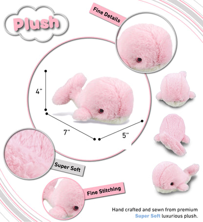 SUPER-SOFT PLUSH - PINK WHALE SMALL 7"