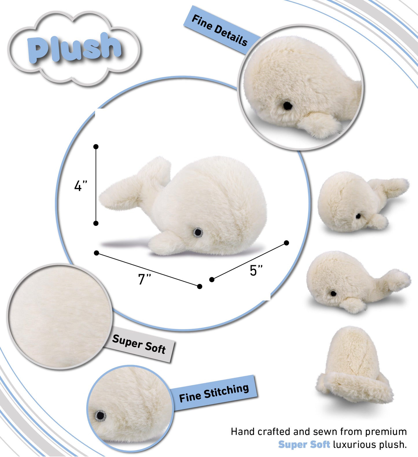 SUPER-SOFT PLUSH - WHITE WHALE SMALL 7"