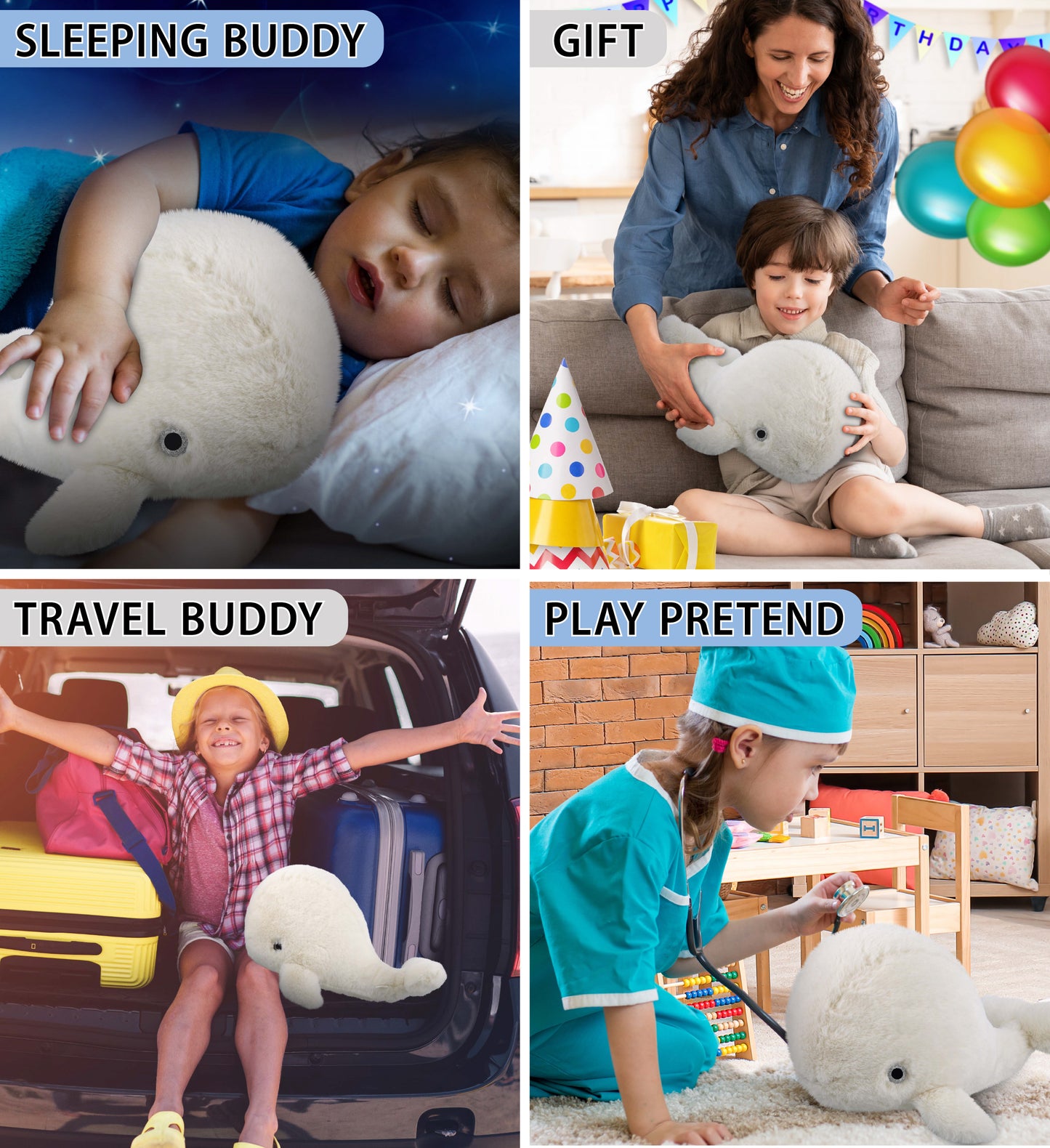 SUPER-SOFT PLUSH - WHITE WHALE LARGE 13"