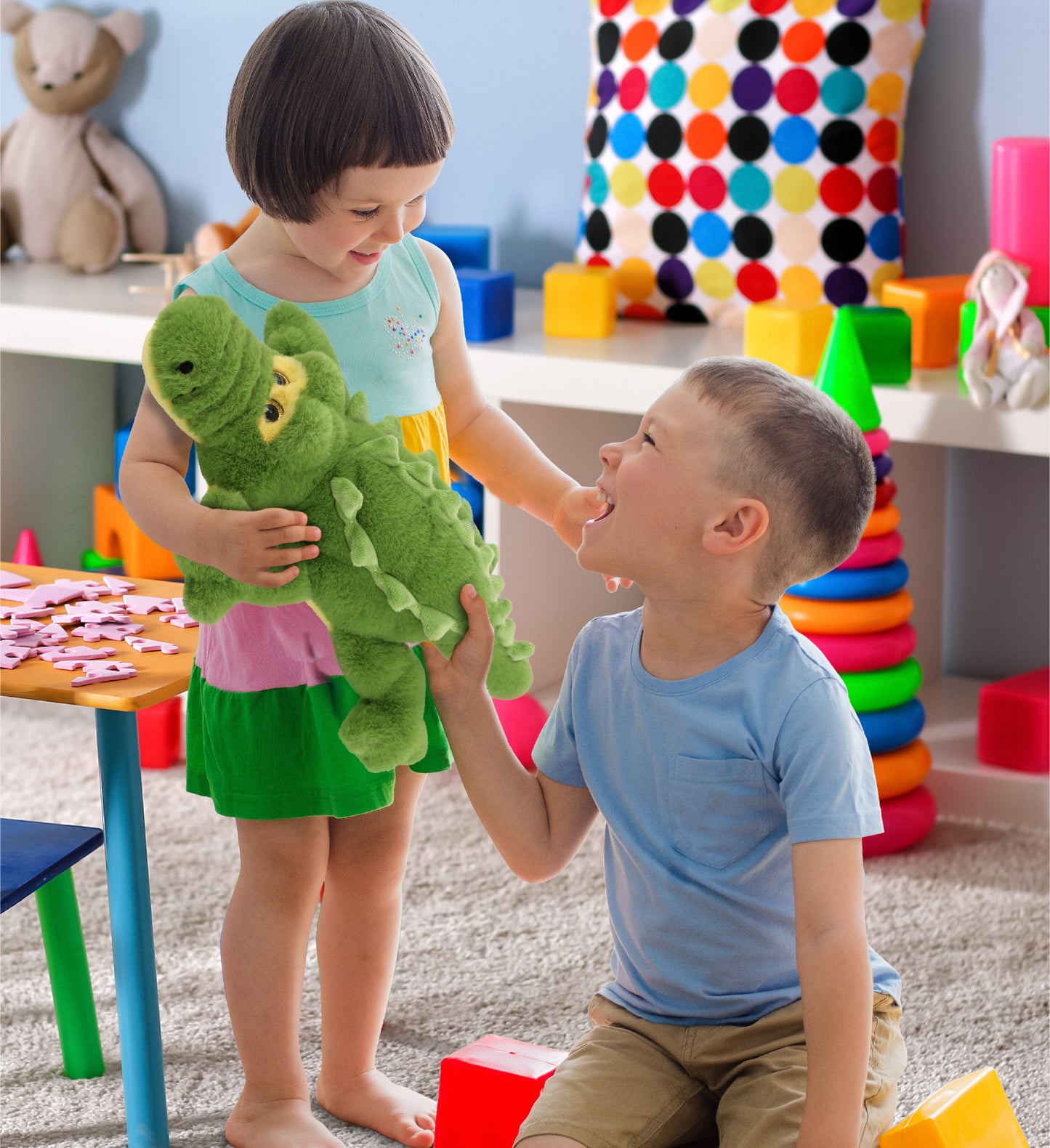 SUPER-SOFT PLUSH - GREEN ALLIGATOR SMALL 14"
