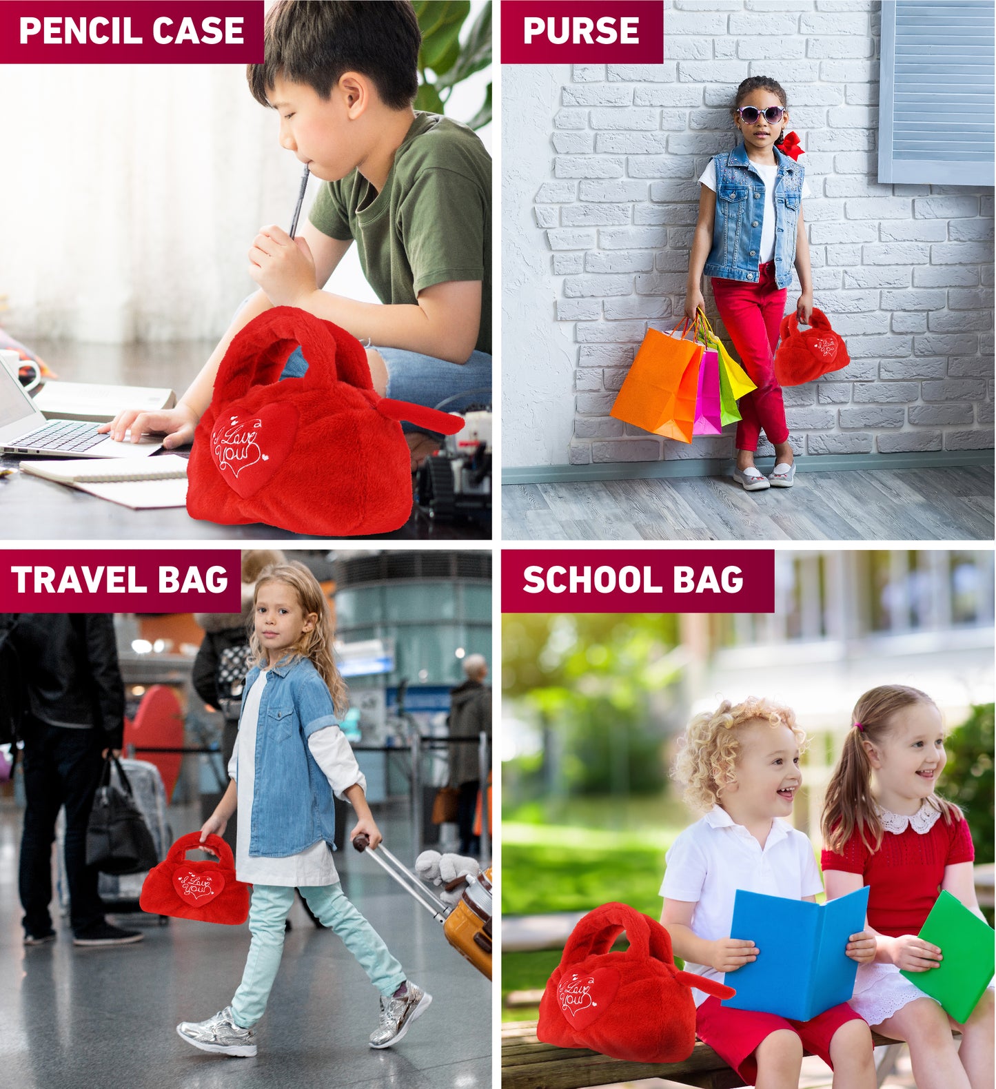 PLUSH HANDBAG - I LOVE YOU RED HEART