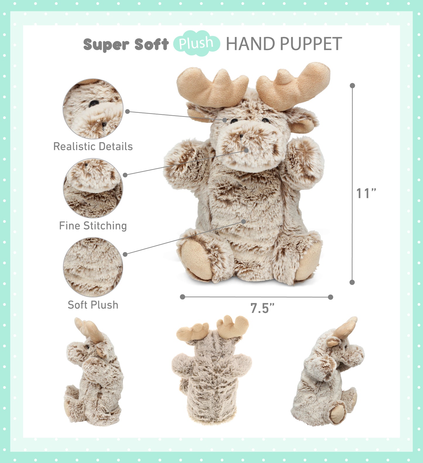 SUPER SOFT PLUSH HAND PUPPET - MOOSE