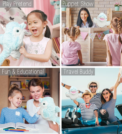 SUPER SOFT PLUSH HAND PUPPET - DOLPHIN