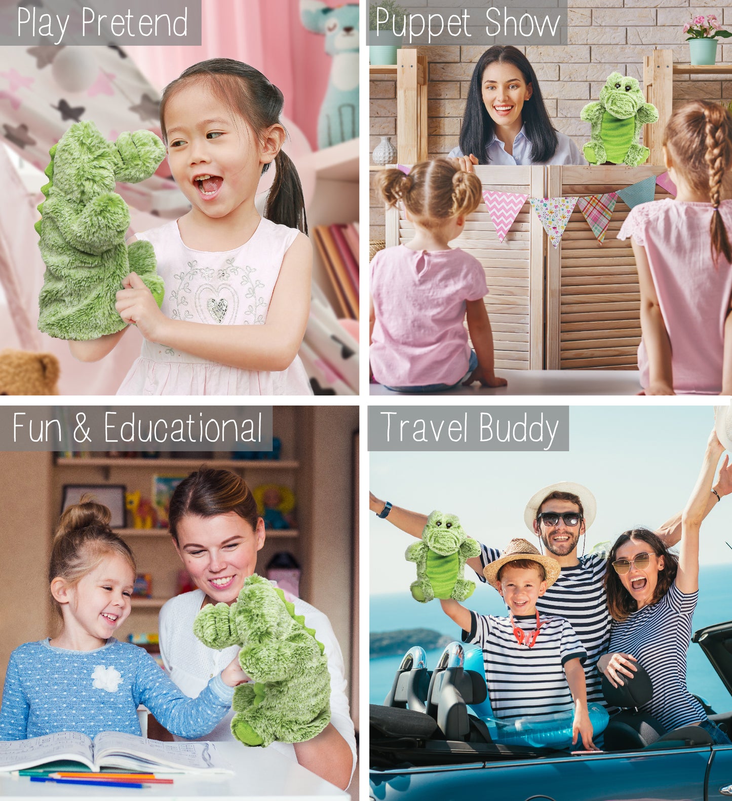 SUPER SOFT PLUSH HAND PUPPET - ALLIGATOR
