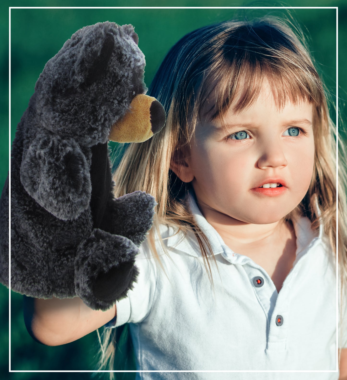 SUPER SOFT PLUSH HAND PUPPET - BLACK BEAR