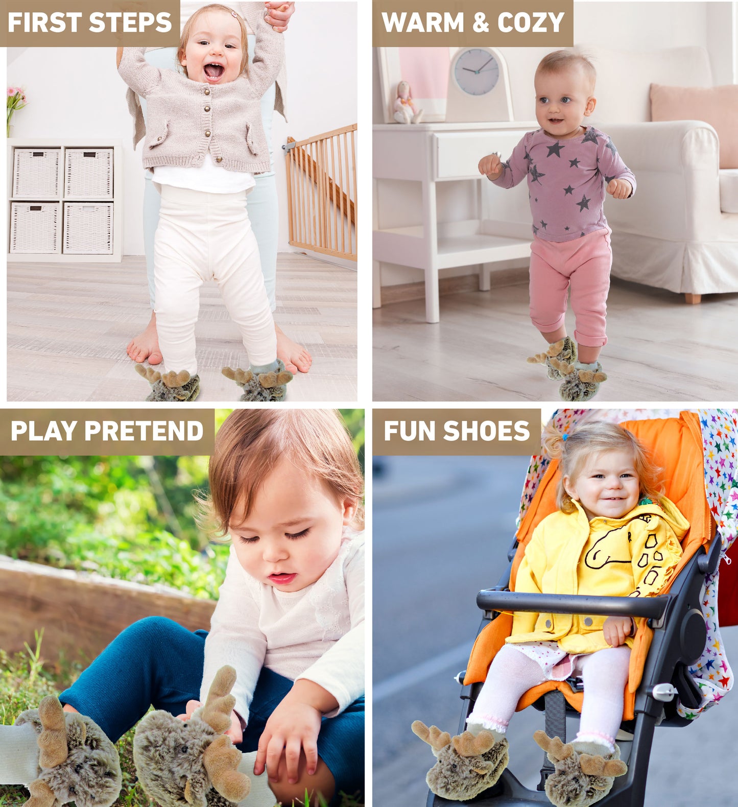 SUPER SOFT PLUSH BABY SHOES - MOOSE